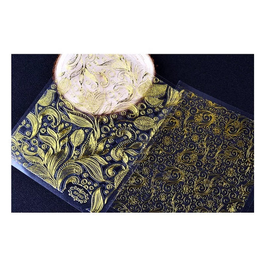 3D gold metallic blooming flower nail sticker