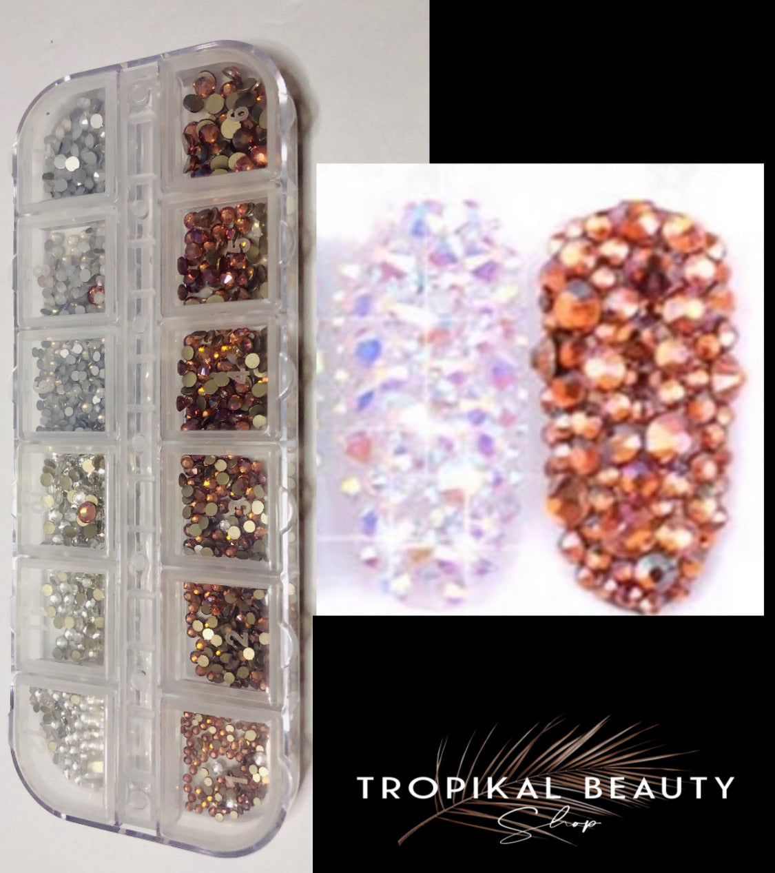 Multi size flat bottom rhinestones