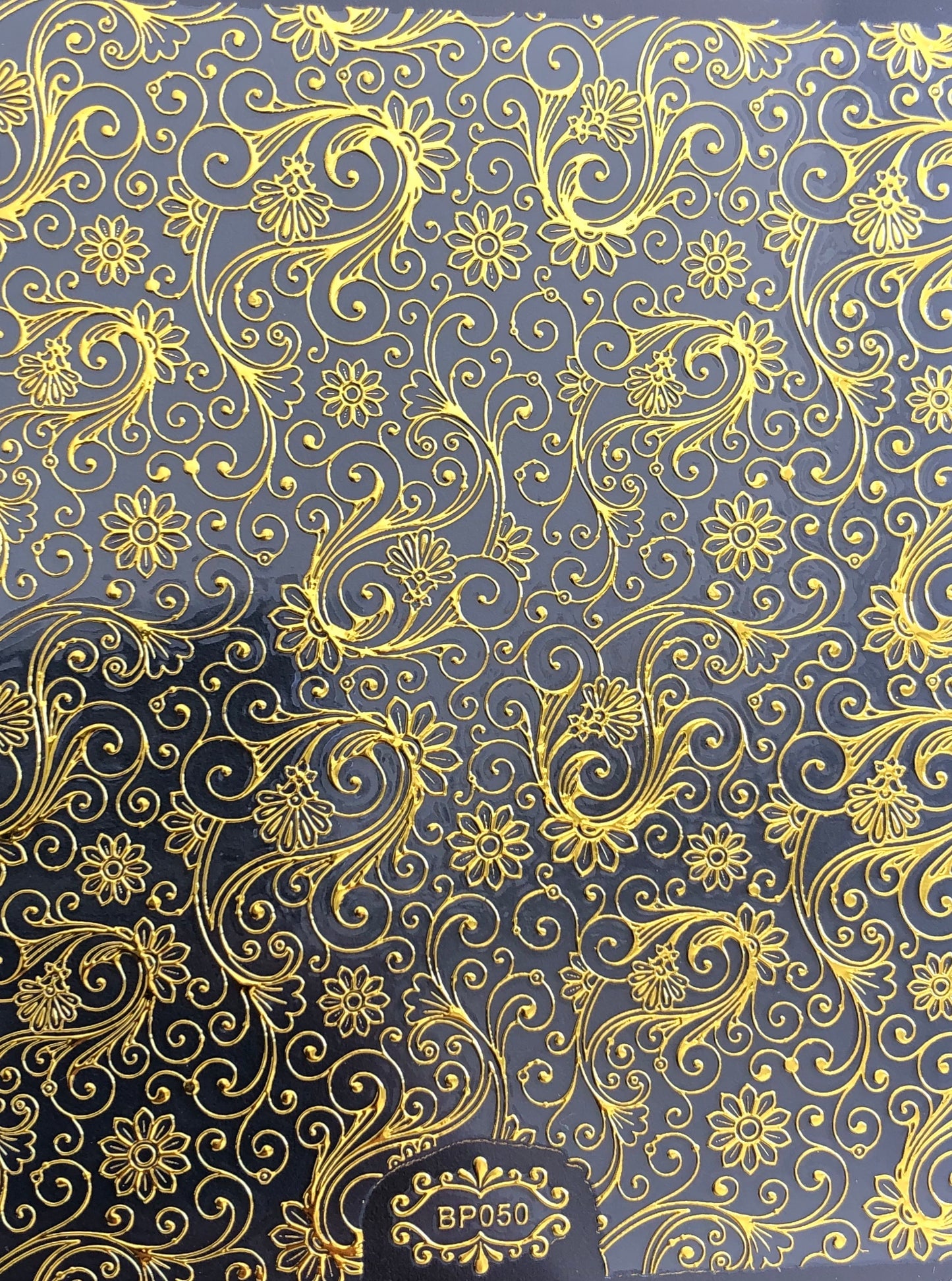 3D gold metallic blooming flower nail sticker