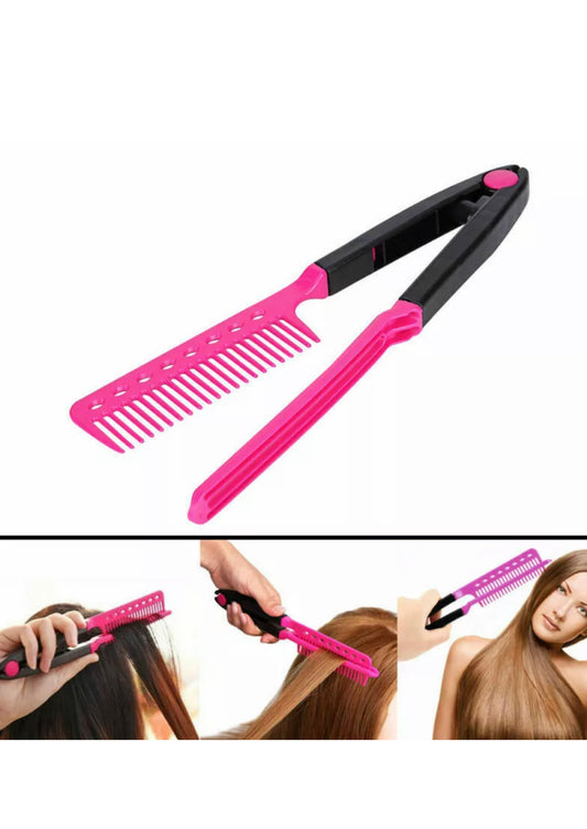 V shaped hair straightening comb
