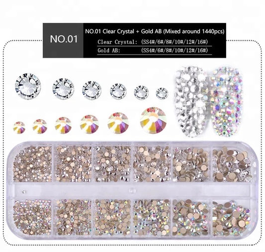 Multi size flat bottom rhinestones