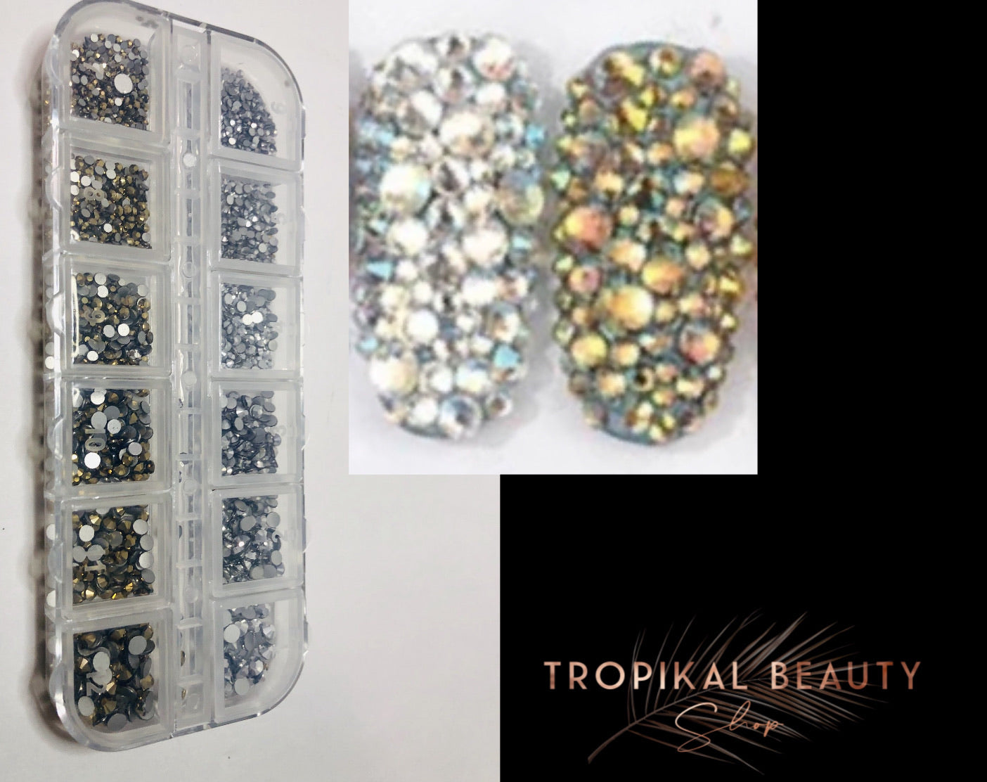 Multi size flat bottom rhinestones