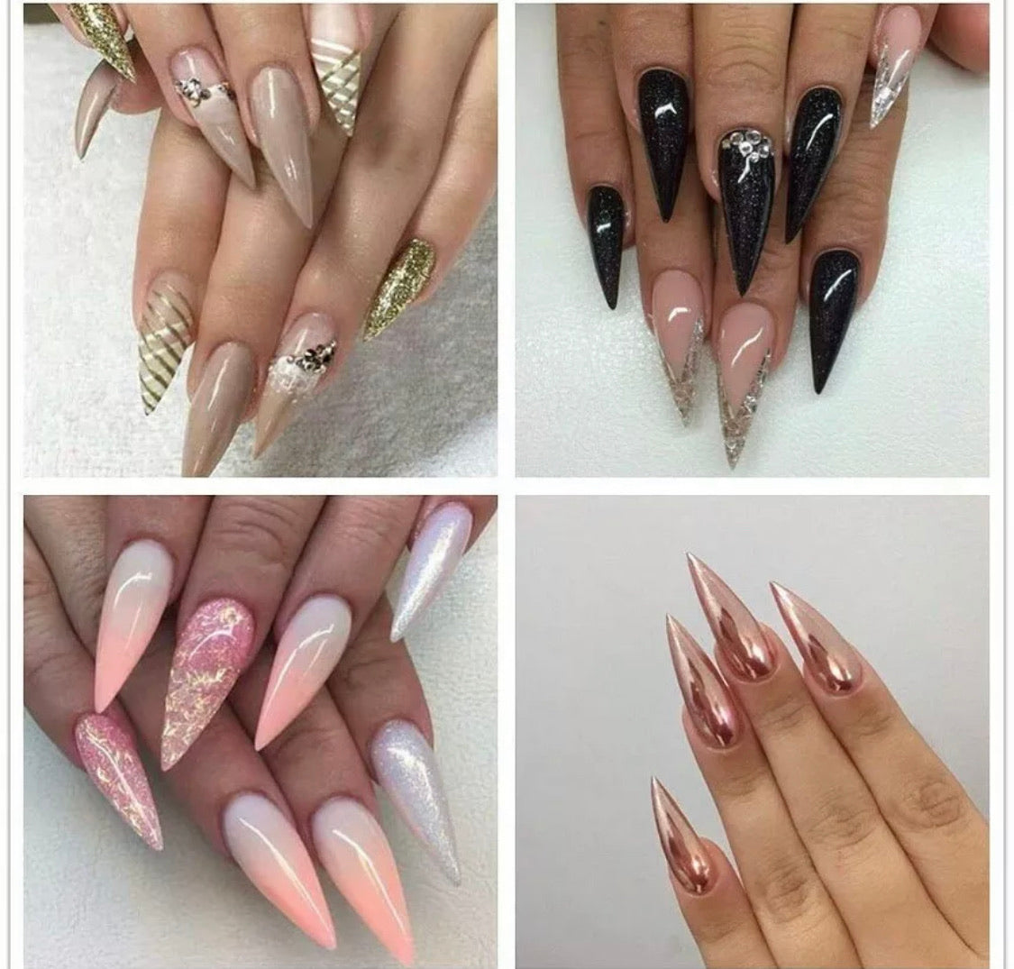 500 pcs long sharp stiletto clear nail tips