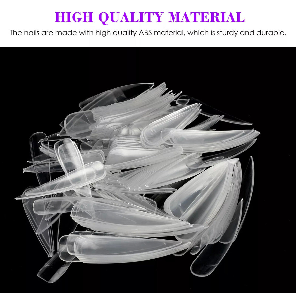 500 pcs long sharp stiletto clear nail tips