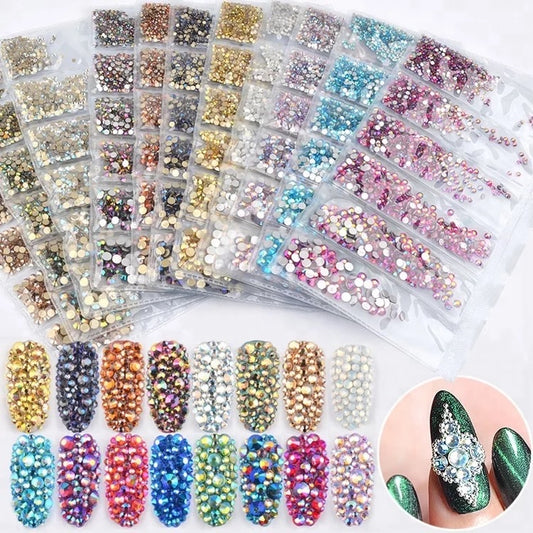 Multi-size 1440 pcs AB crystal glass stones