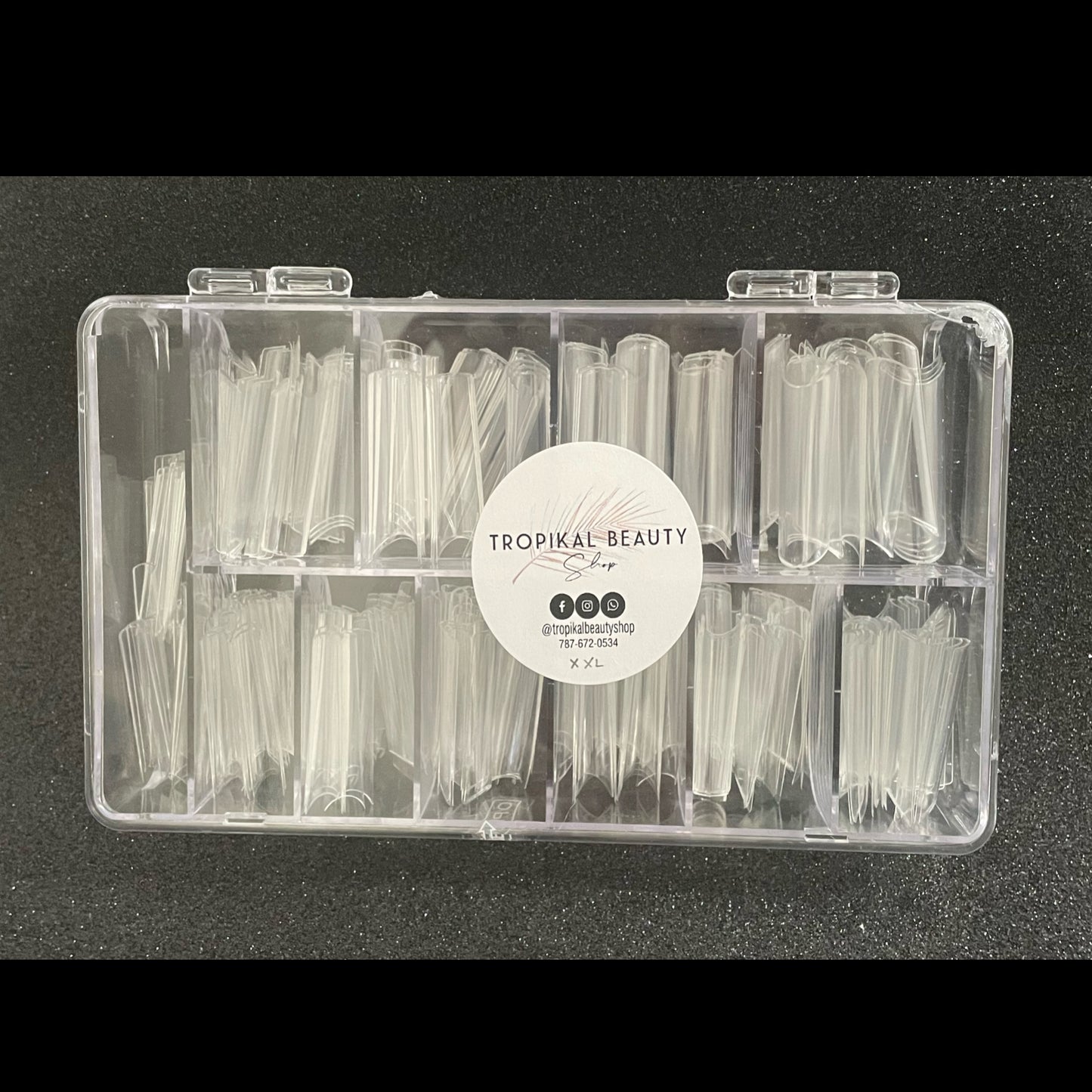 XXL C curve-Straight- Square Nail Tips Box-clear 550pcs