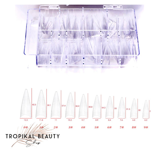 500pcs Universal Stiletto Nail Tips Box-clear