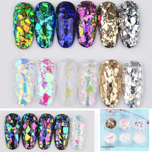 6pcs irregular broken glass effect