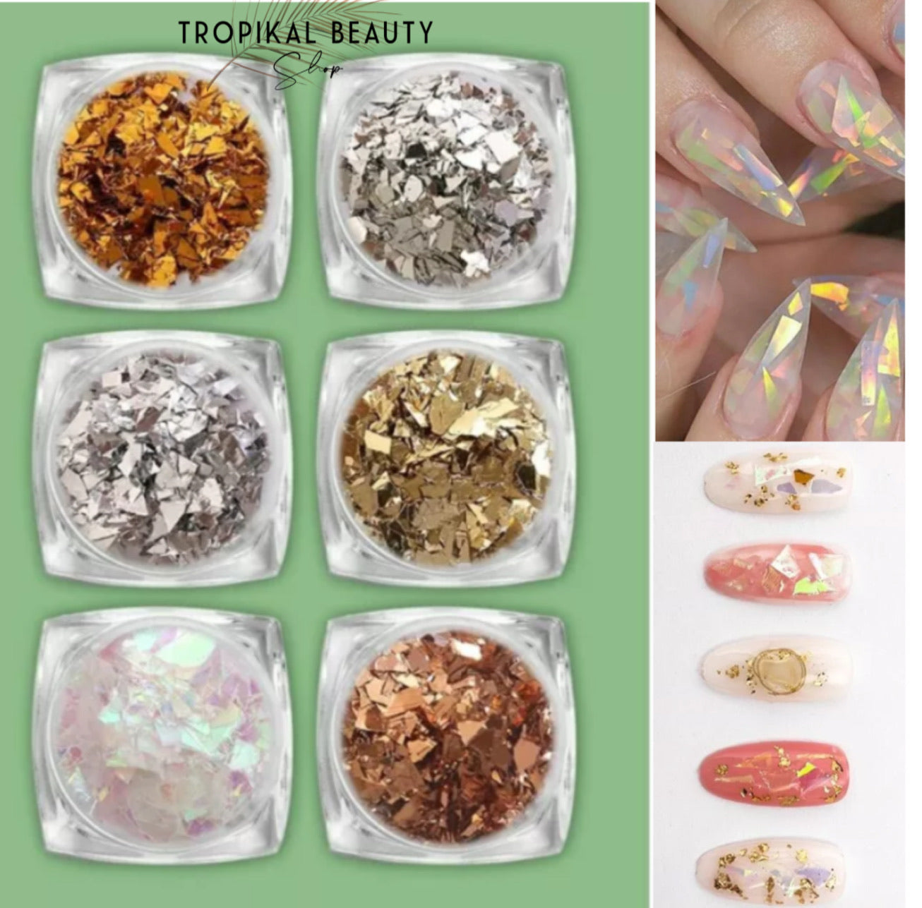 6pcs irregular broken glass effect