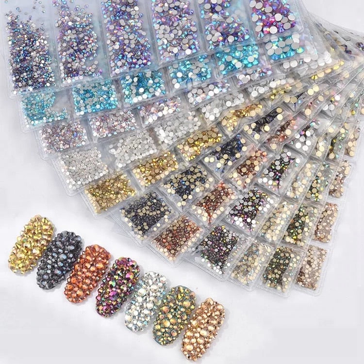 Multi-size 1440 pcs AB crystal glass stones