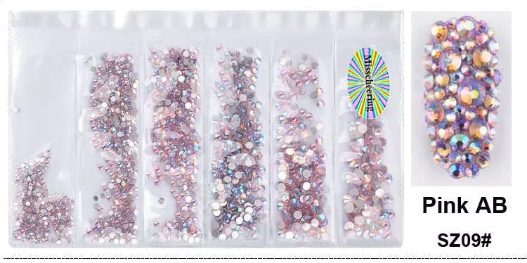 Multi-size 1440 pcs AB crystal glass stones