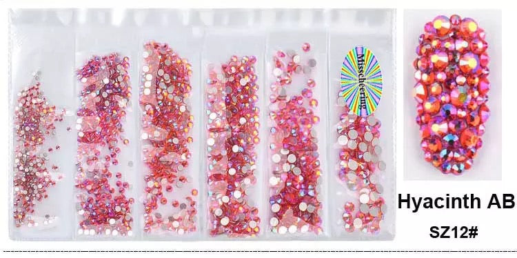 Multi-size 1440 pcs AB crystal glass stones