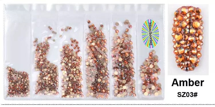 Multi-size 1440 pcs AB crystal glass stones