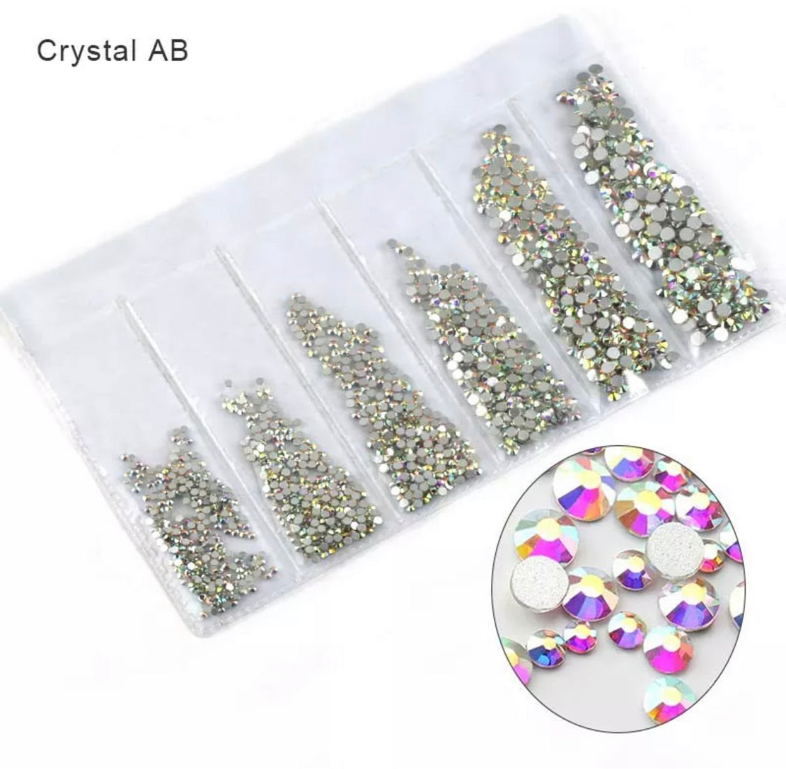Multi-size 1440 pcs AB crystal glass stones