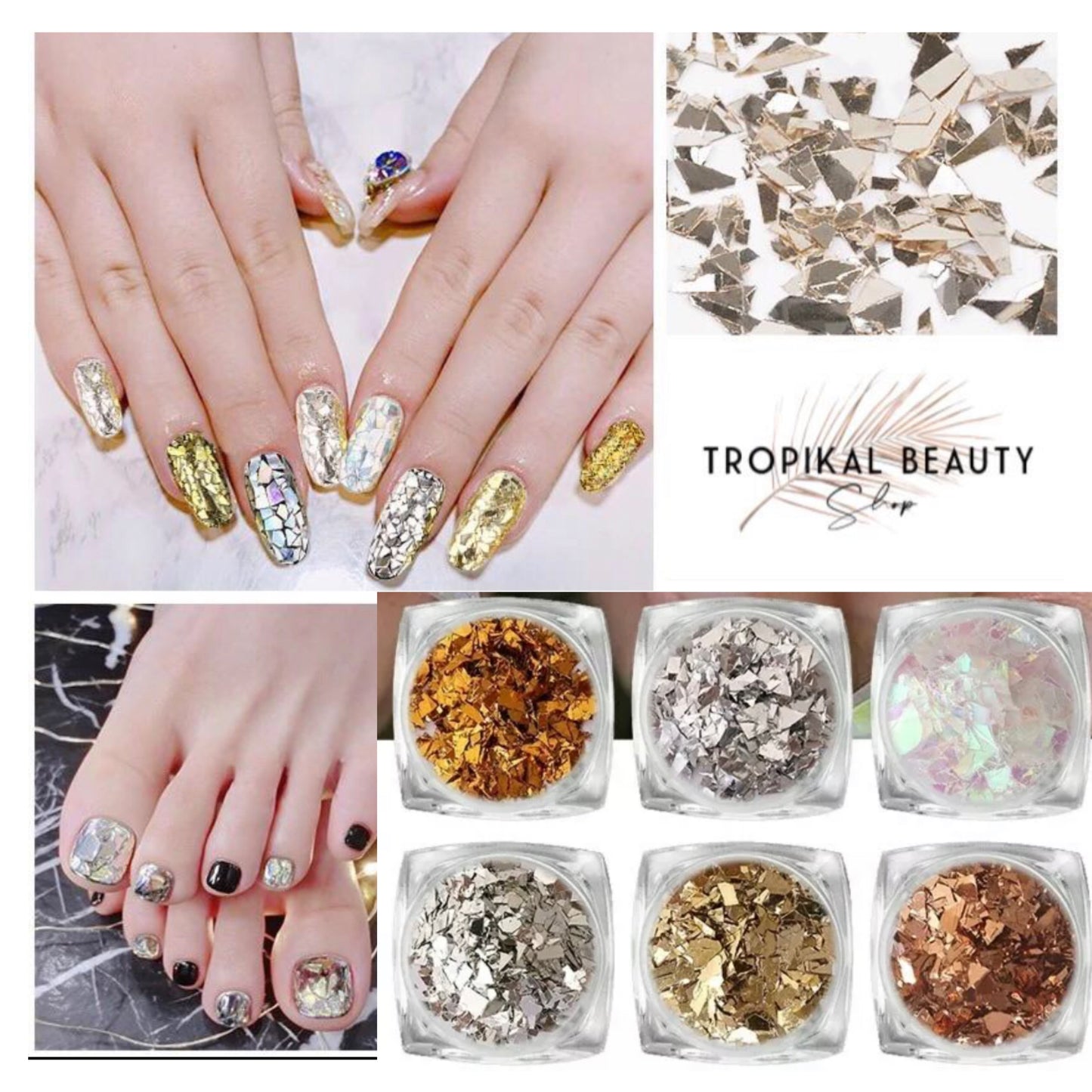 6pcs irregular broken glass effect
