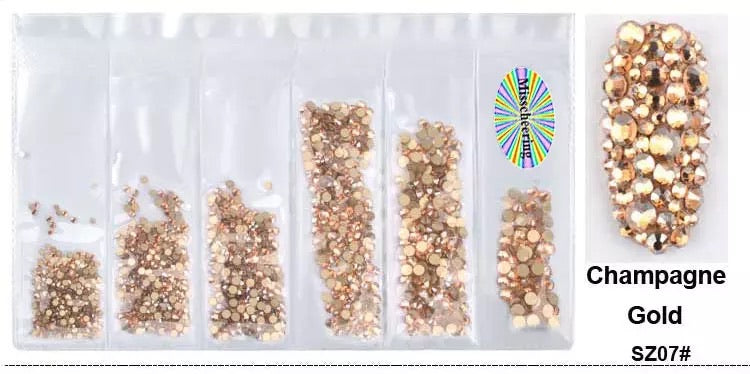 Multi-size 1440 pcs AB crystal glass stones
