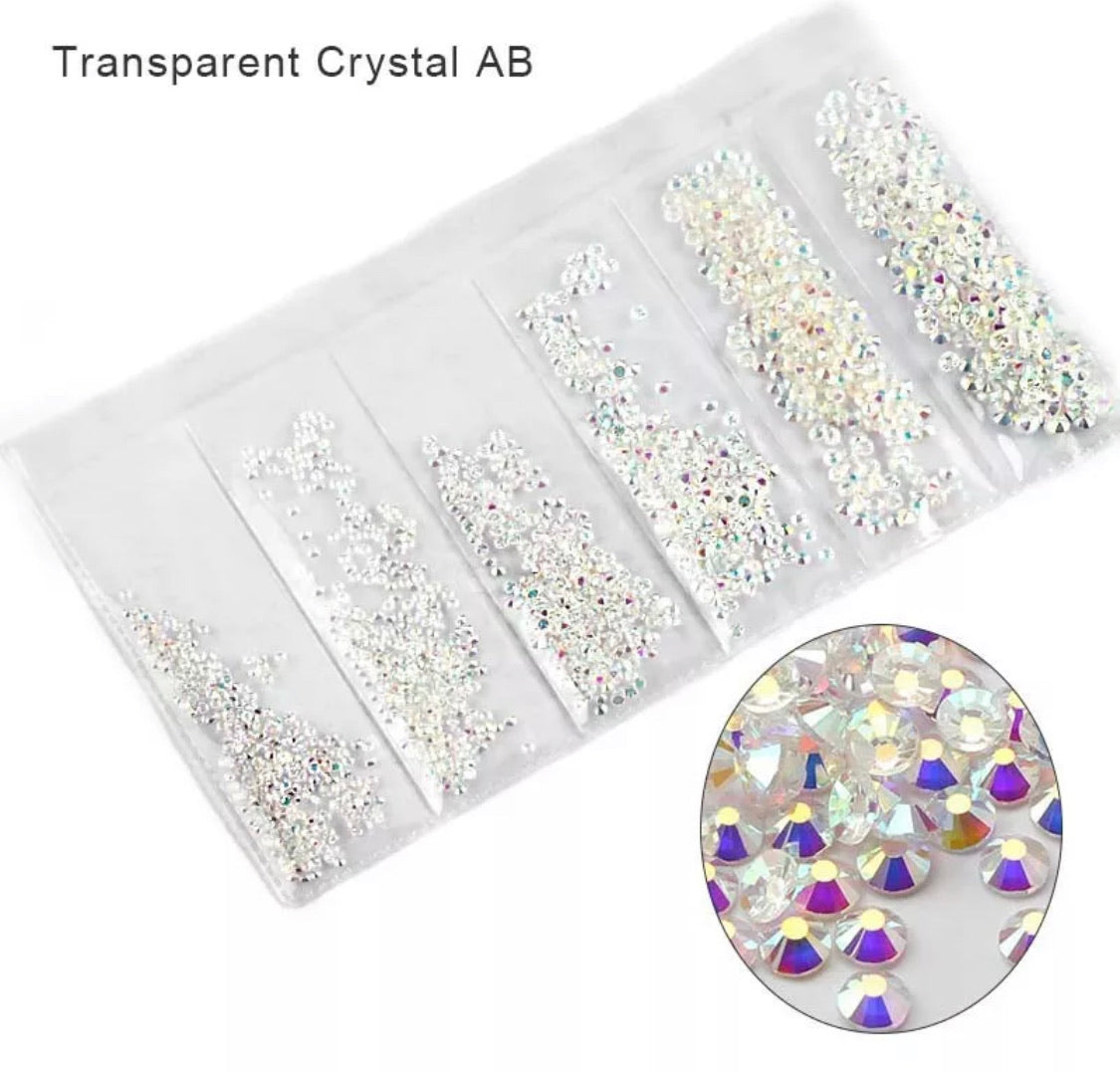 Multi-size 1440 pcs AB crystal glass stones