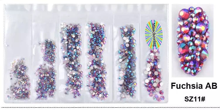 Multi-size 1440 pcs AB crystal glass stones
