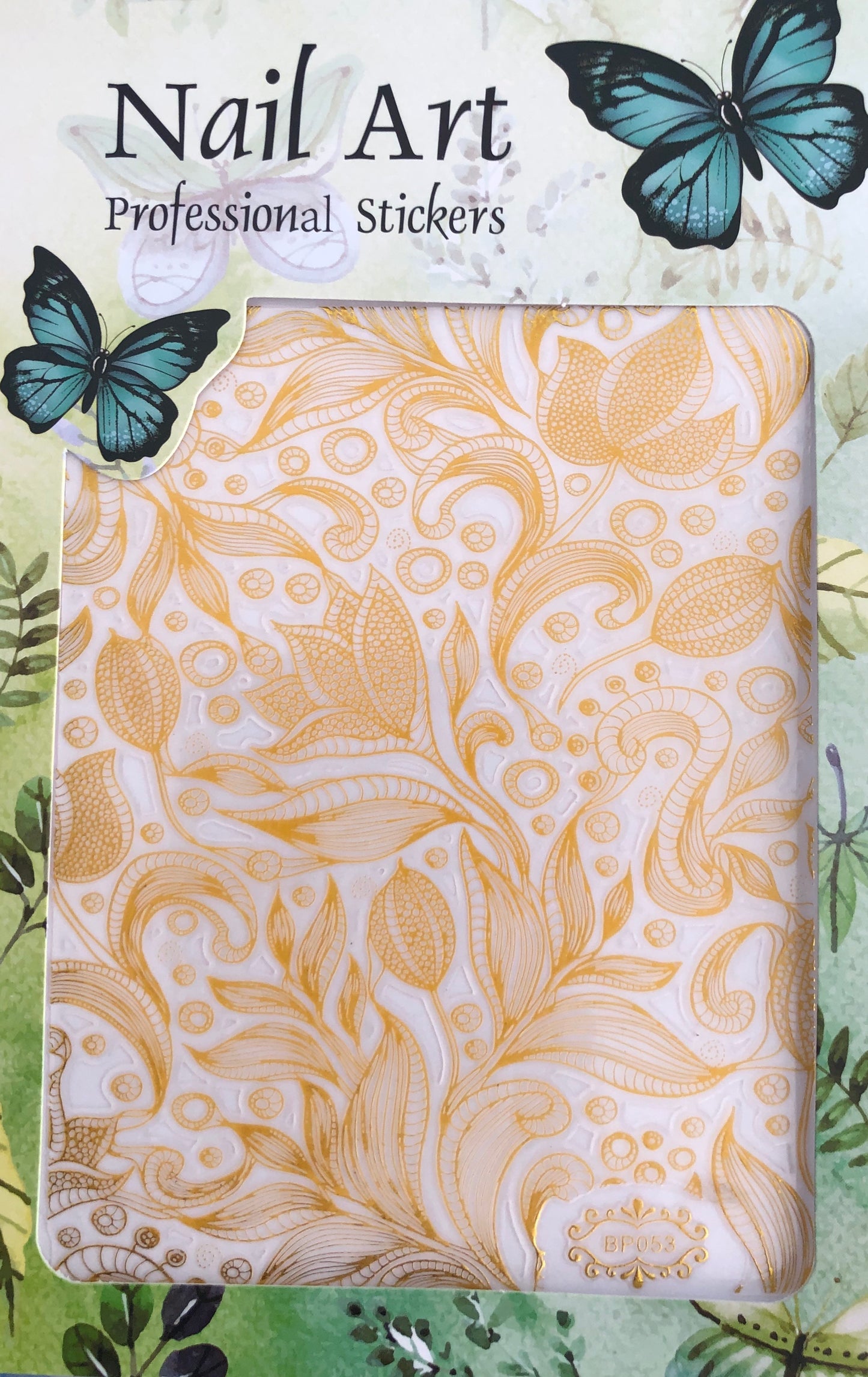 3D gold metallic blooming flower nail sticker