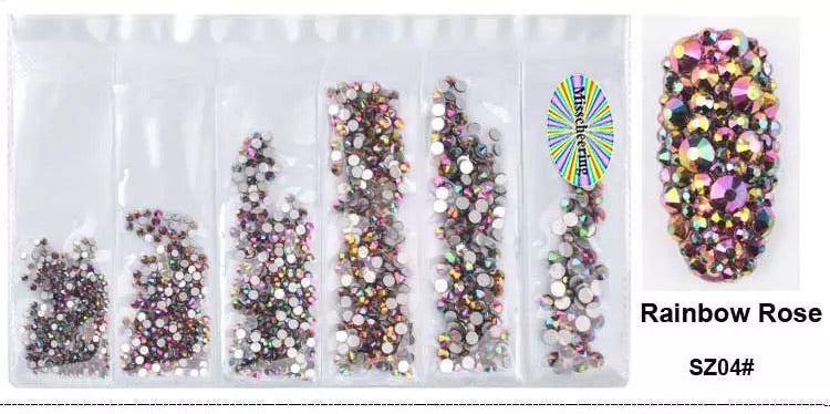Multi-size 1440 pcs AB crystal glass stones