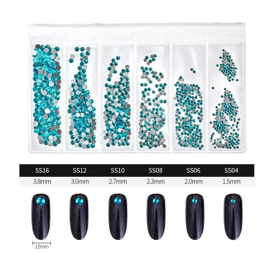 Multi-size 1440 pcs AB crystal glass stones