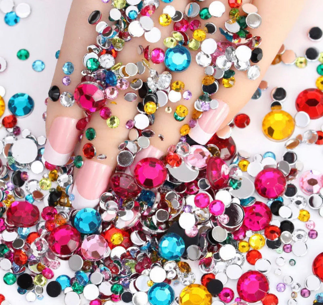 Multi-size 1440 pcs AB crystal glass stones